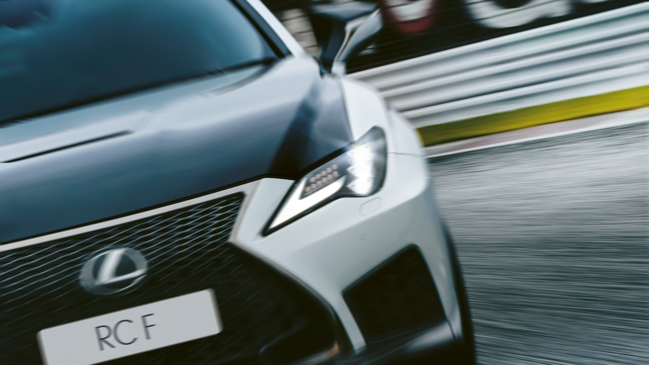 A Lexus RC F on a race track 