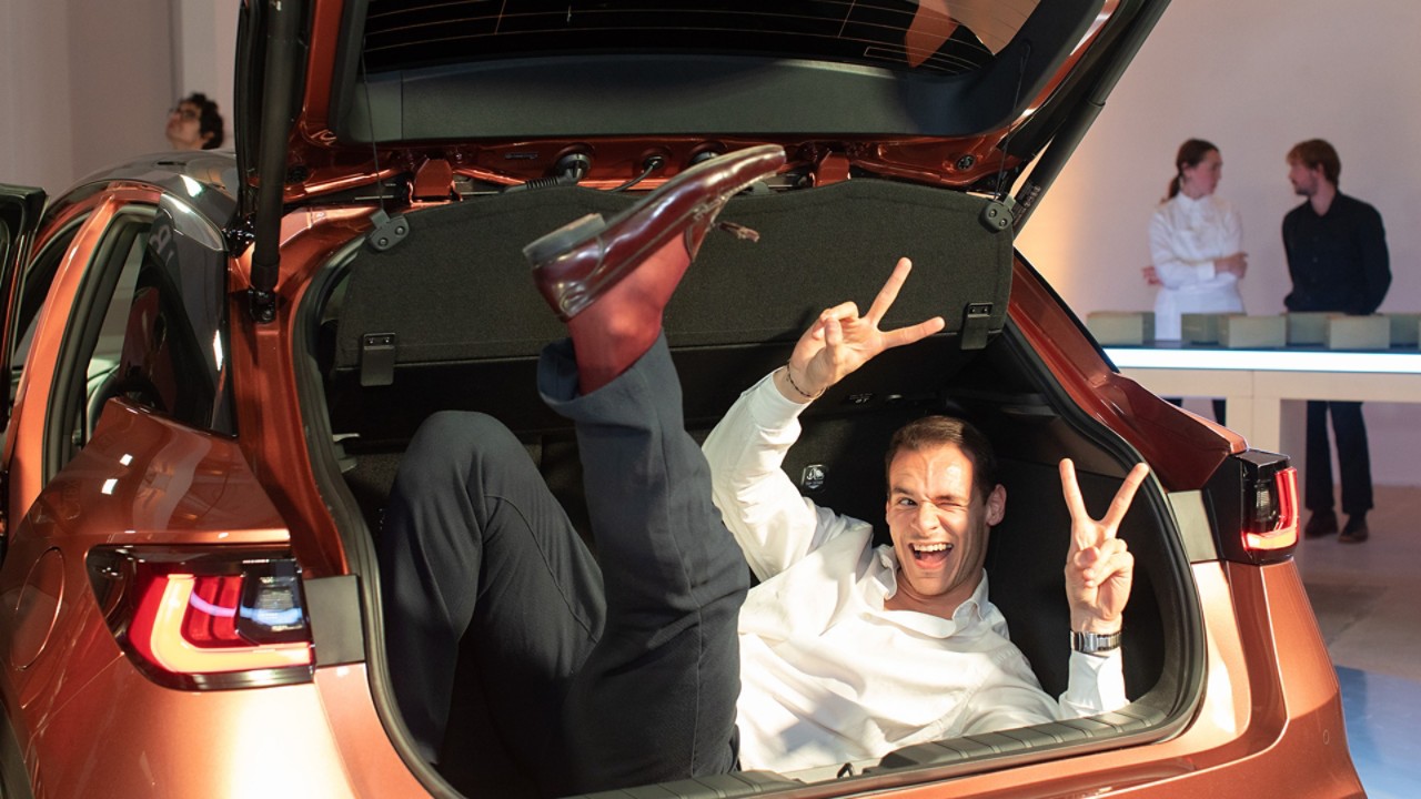 A person in the boot of an LBX at the Paris event