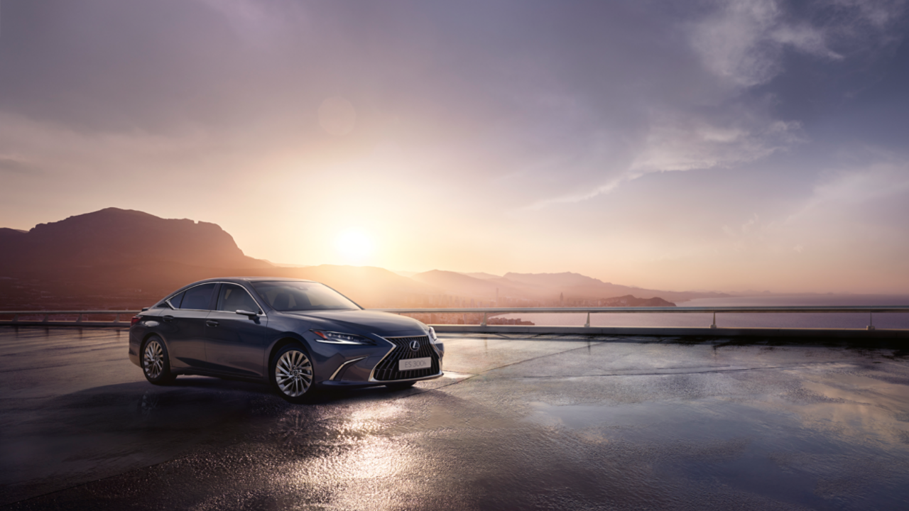 Lexus ES parked on a coastline