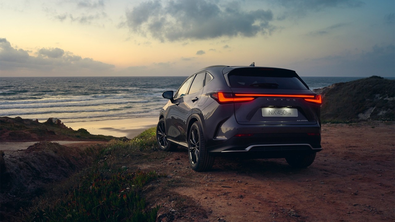 A Lexus NX parked on a coastline